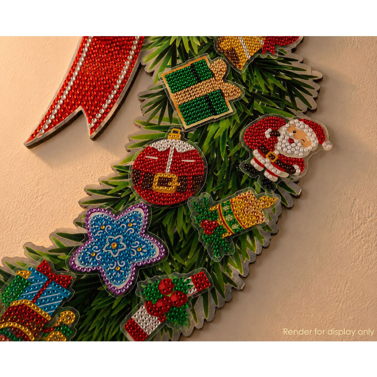 Completed crystal Christmas wreath