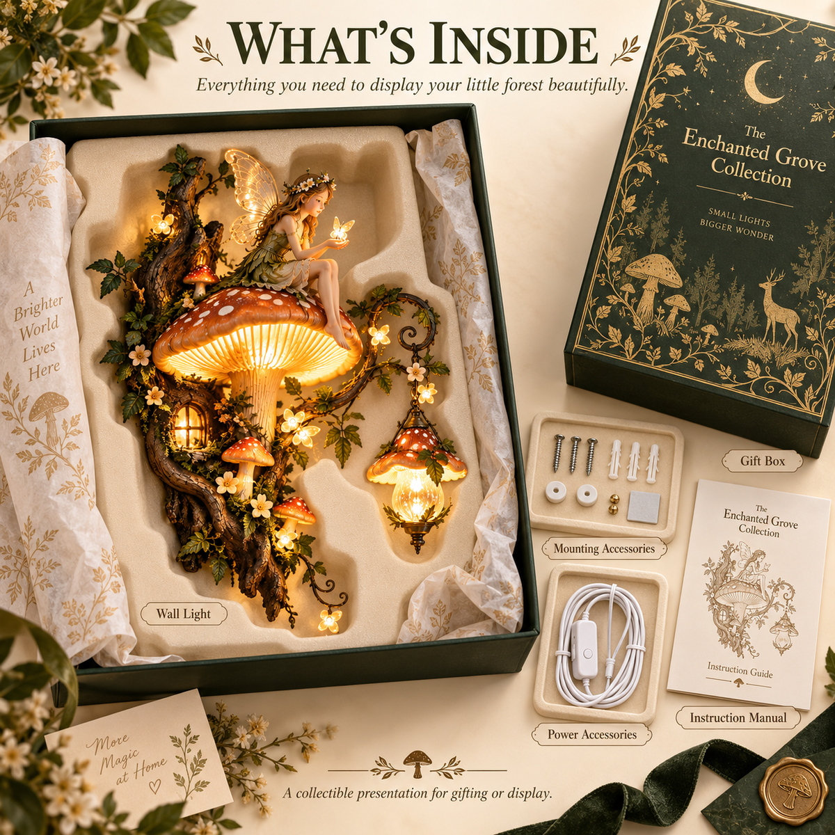 Enchanted mushroom fairy wall light gift
