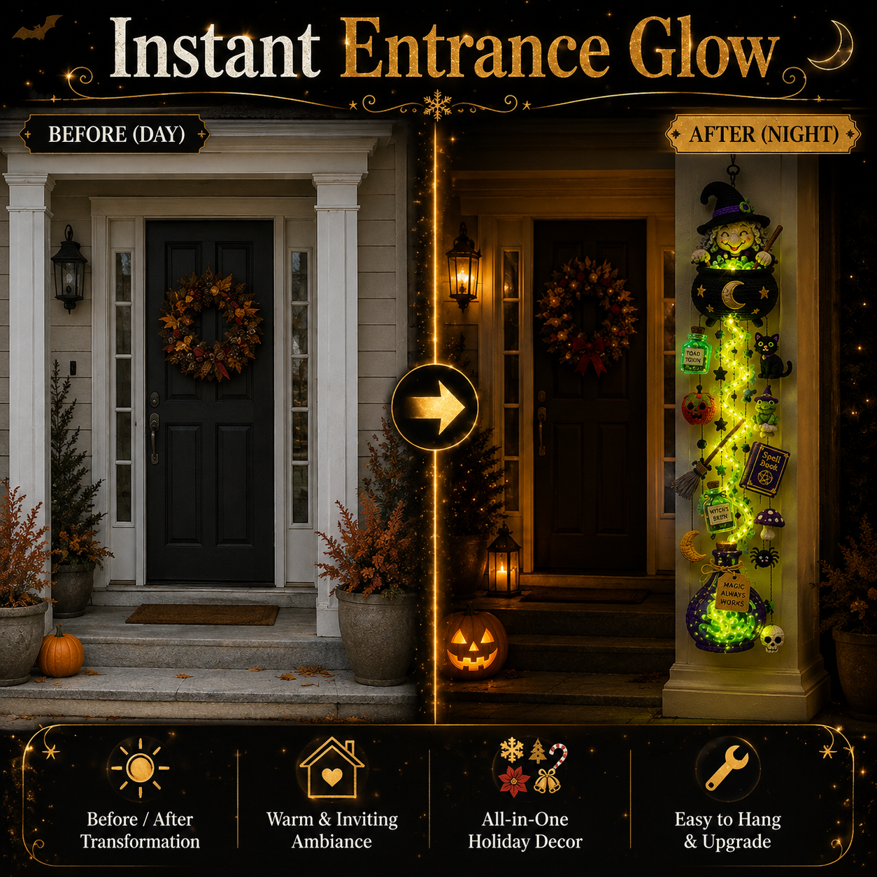 Haunted Glow Halloween hanging decoration detail