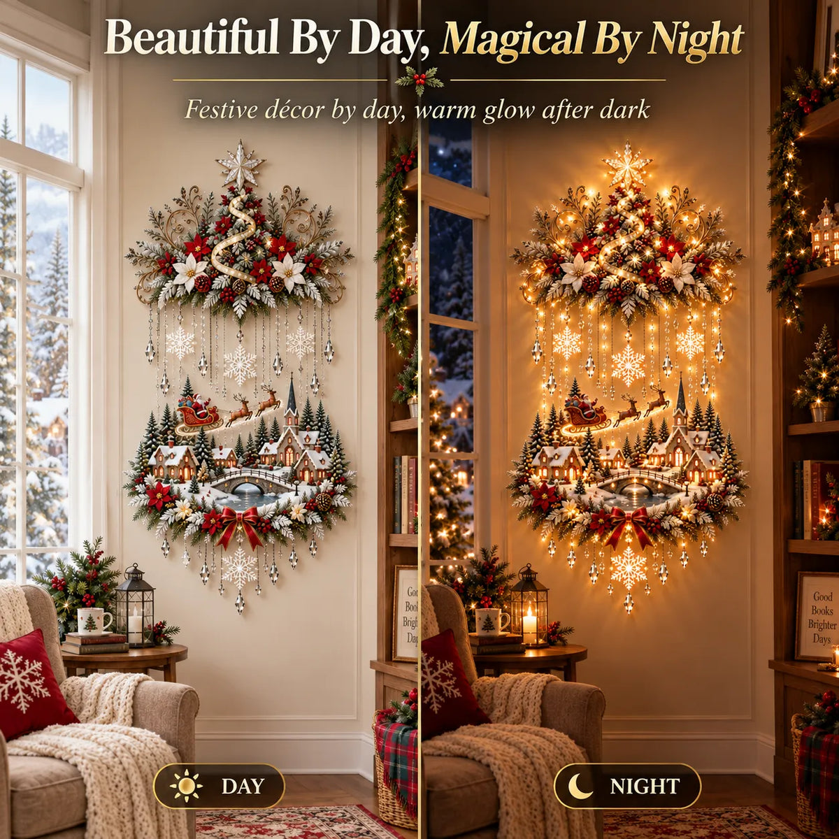 Christmas wall hanging day and night