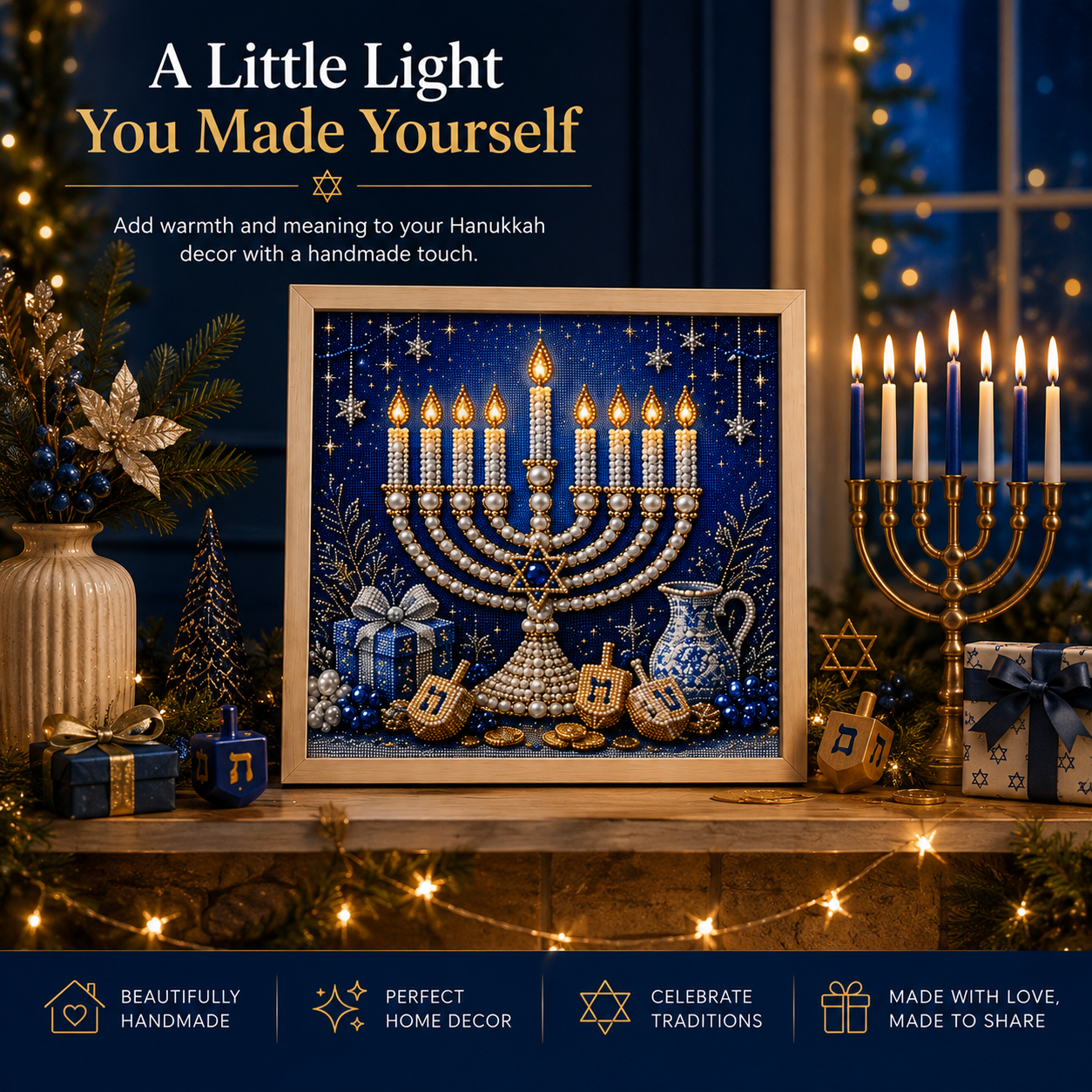 💙 DIY Hanukkah Pearl Art Kit | 8 Festive Designs🕎