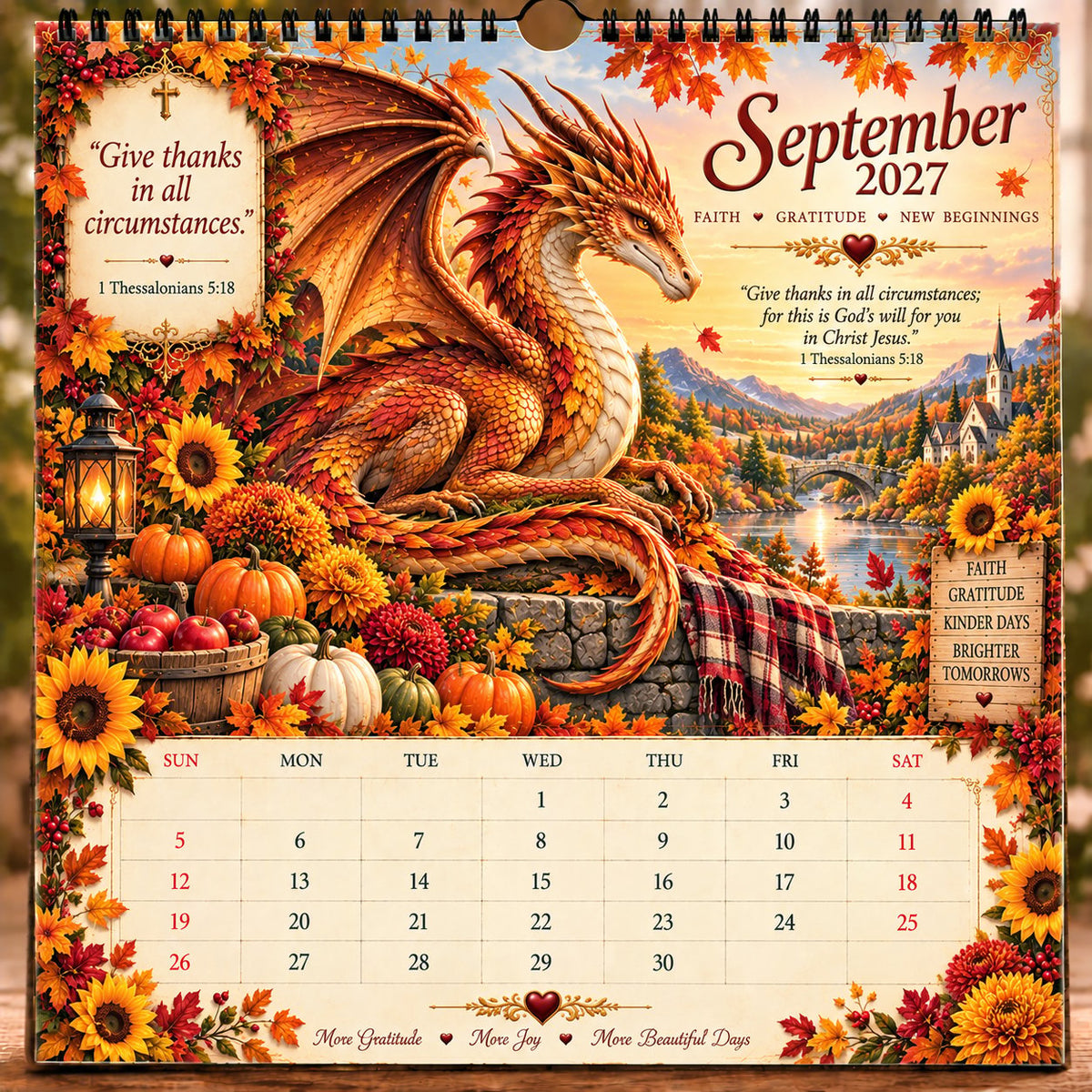 🔥LAST DAY 49% OFF - 🐉📖2027 Dragon Seasons of Faith Calendar – 12 Fantasy Dragons, Scripture & Seasonal Christian Art