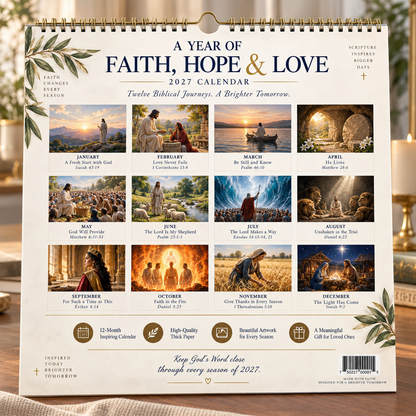 ⏰Limited Stock 50% OFF - 📖✨2027 Bible Verses for Strength Wall Calendar