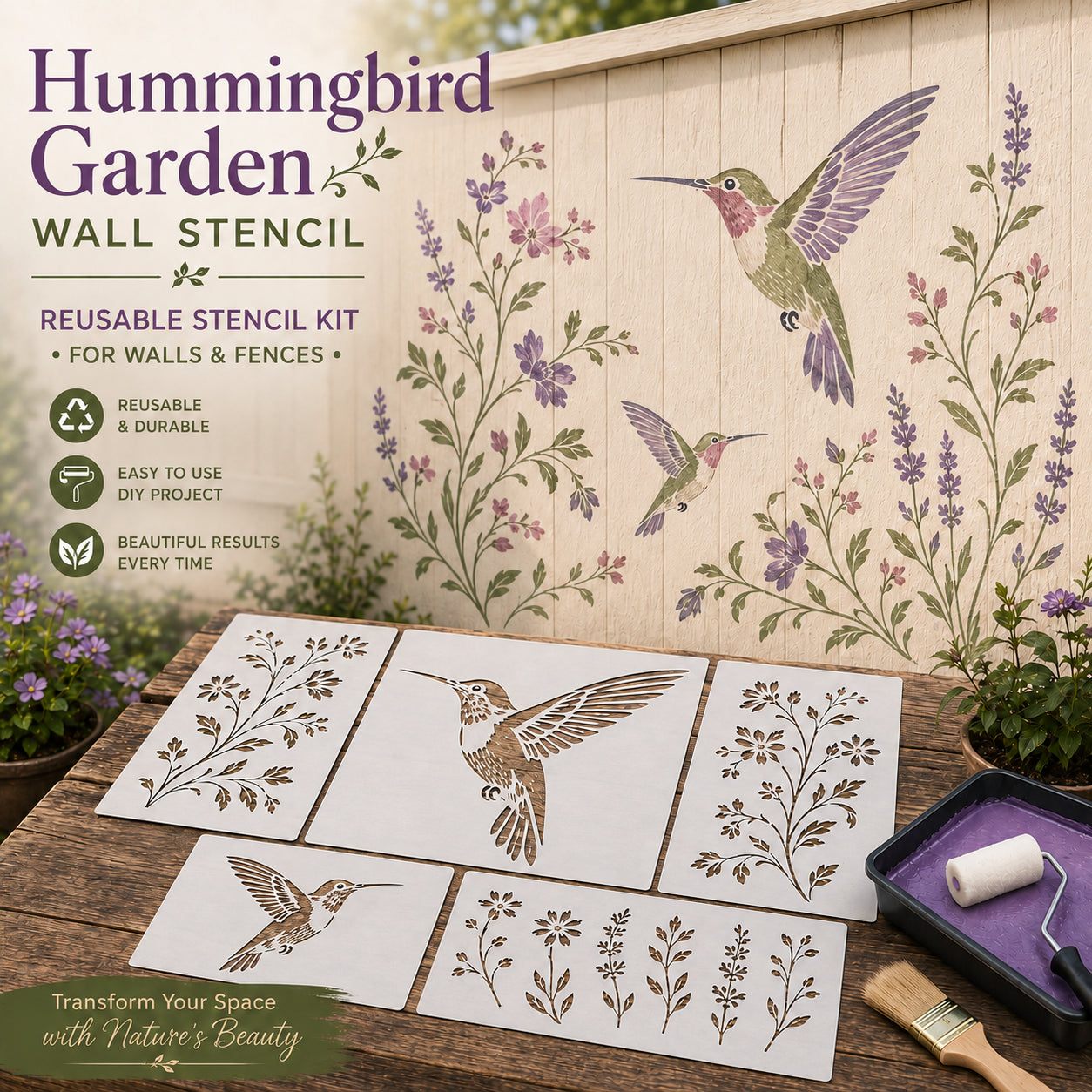 📦Limited Stock 49% OFF 🌿 Garden Wall Stencil™—Make your walls look lively and not monotonous🎁Give your child a vivid home🏠