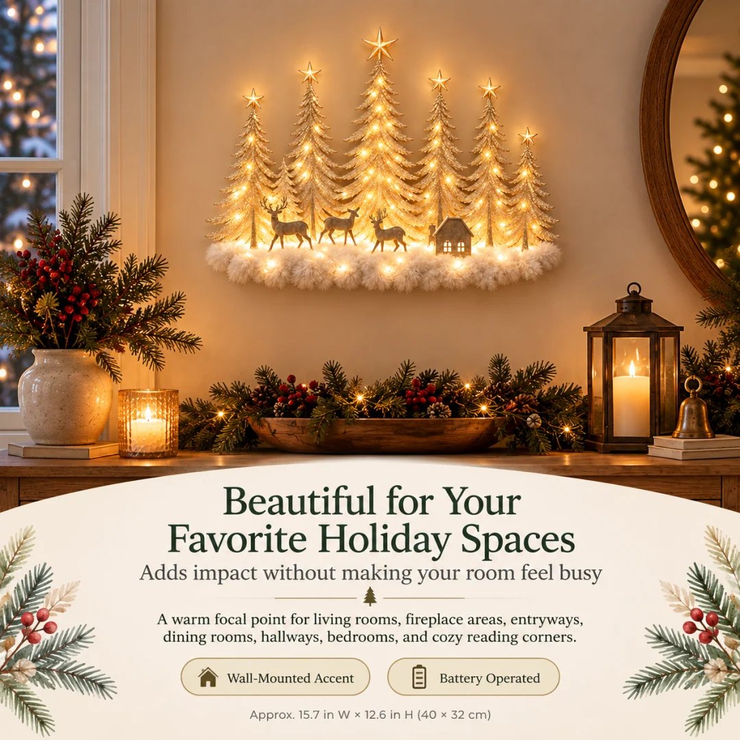 🌲✨ Winterglow Grove™ — Lighted Woodland Christmas Wall Decor