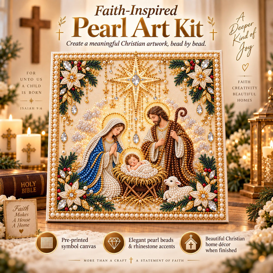 Completed Christian pearl artwork