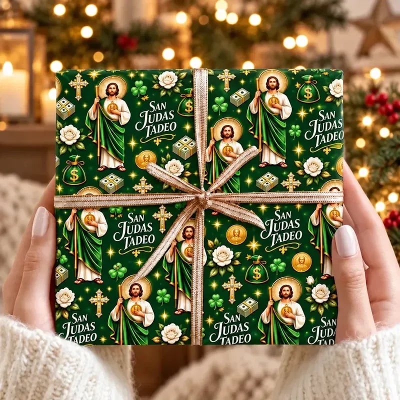 ✝️🎁San Judas Tadeo Christmas Wrapping Paper🎁Buy More Save More