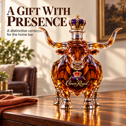🐂 Longhorn Bull Whiskey Bottle | Western Bar Decor & Unique Gift