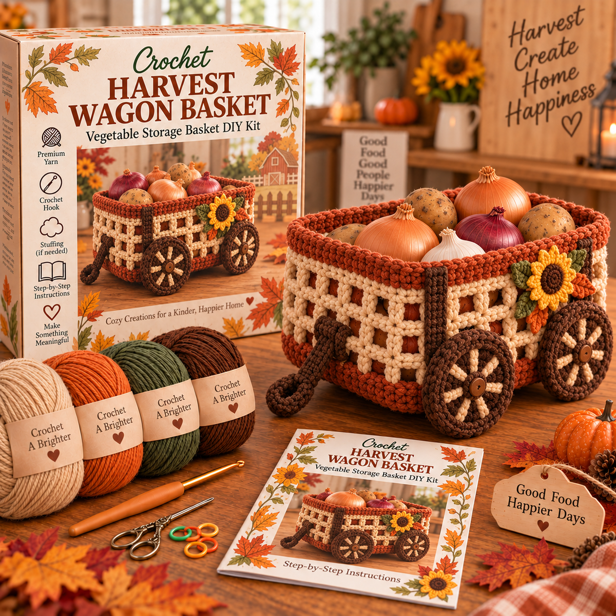 Harvest Wagon Harvest Basket Crochet DIY Kit