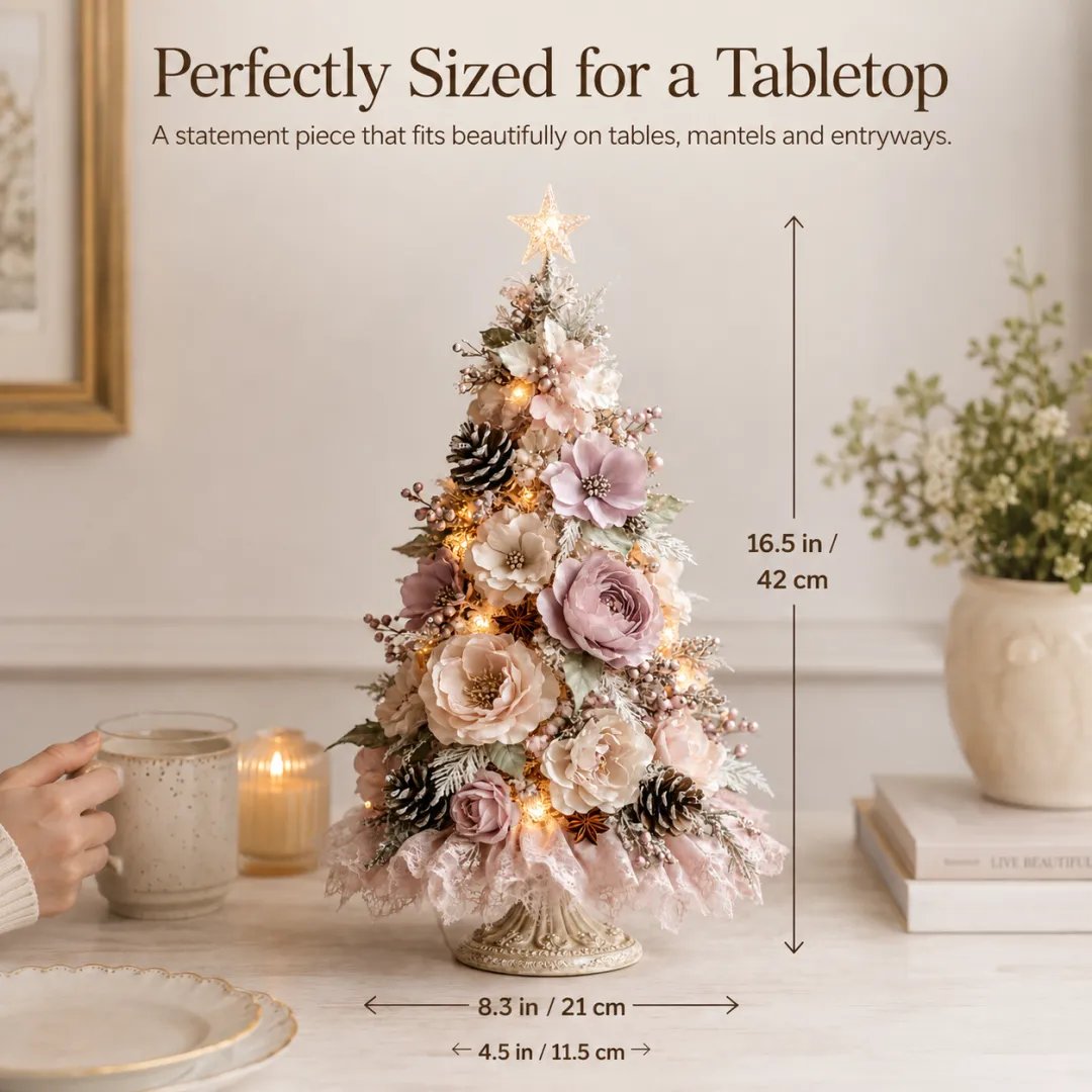 Blush Bloom tabletop Christmas tree dimensions