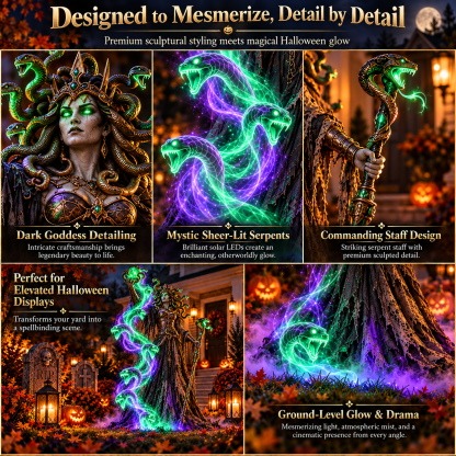🐍💚 Serpent Queen Lighted Halloween Yard Decor – A Spellbinding Outdoor Showpiece