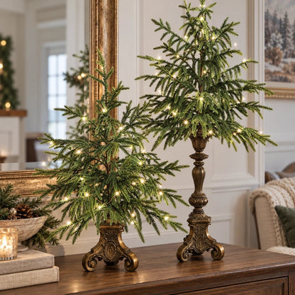 🌲✨ Vintage Norfolk Pine Christmas Tree – Cozy Holiday Tabletop Decor