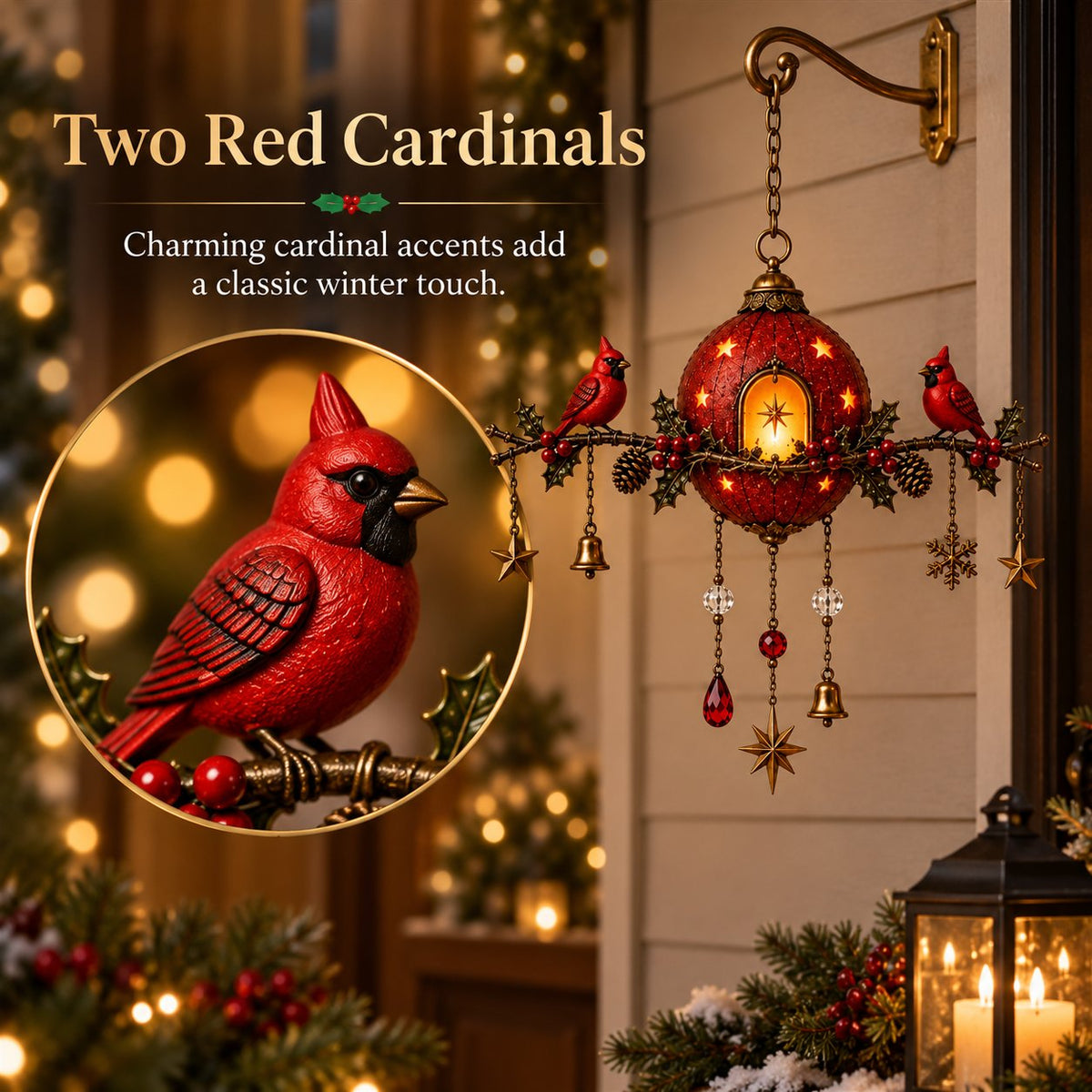 🐦 Lighted Cardinal Christmas Wall Hanging Decor