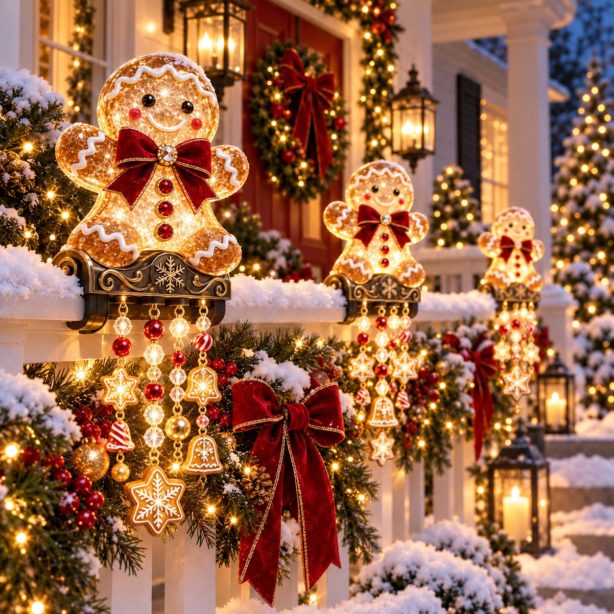 🎄 Christmas Porch Railing Lights – 4 Festive Character Designs