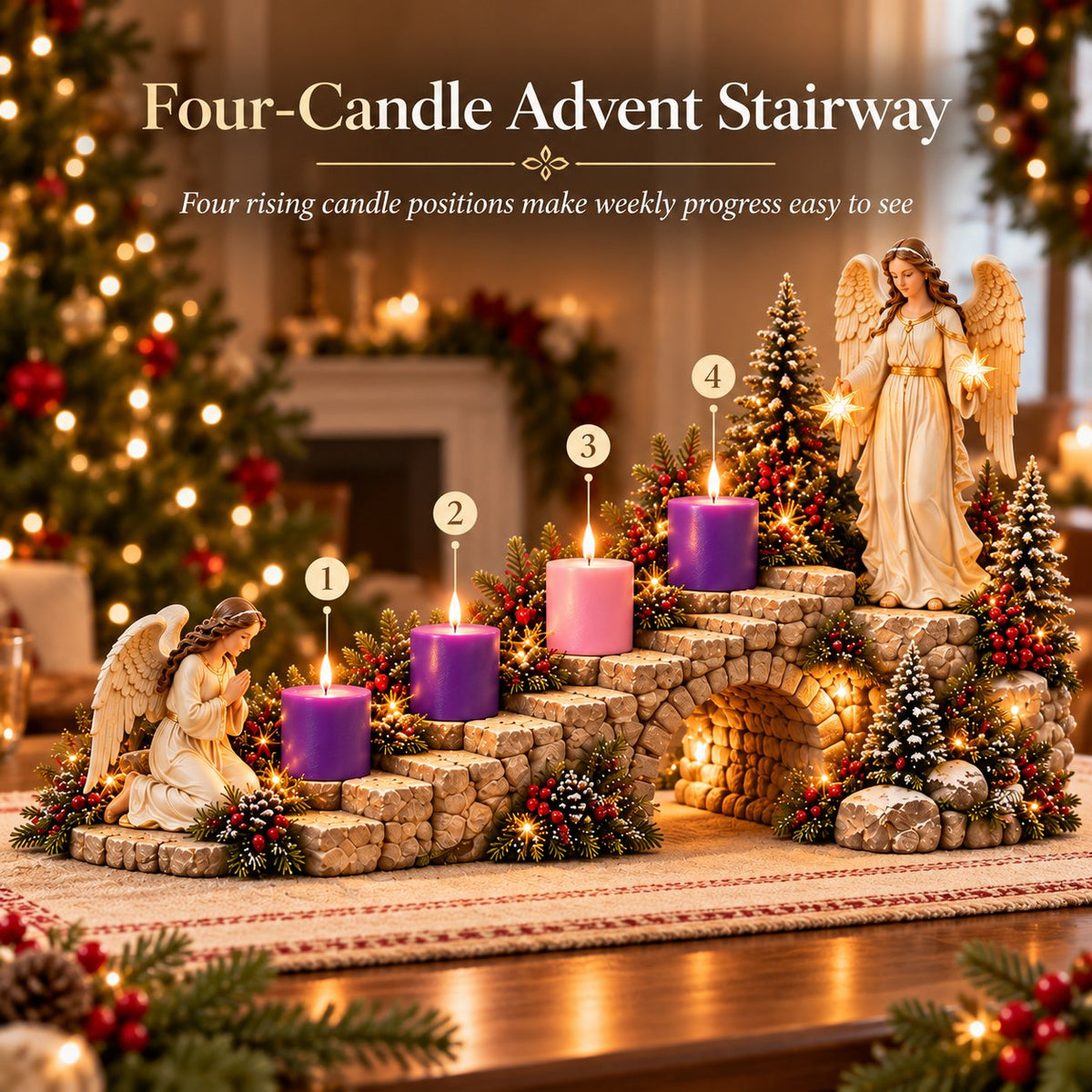 ✨👼Angel Advent Stairway Candle Display