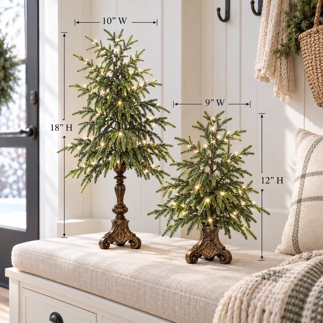 🌲✨ Vintage Norfolk Pine Christmas Tree – Cozy Holiday Tabletop Decor