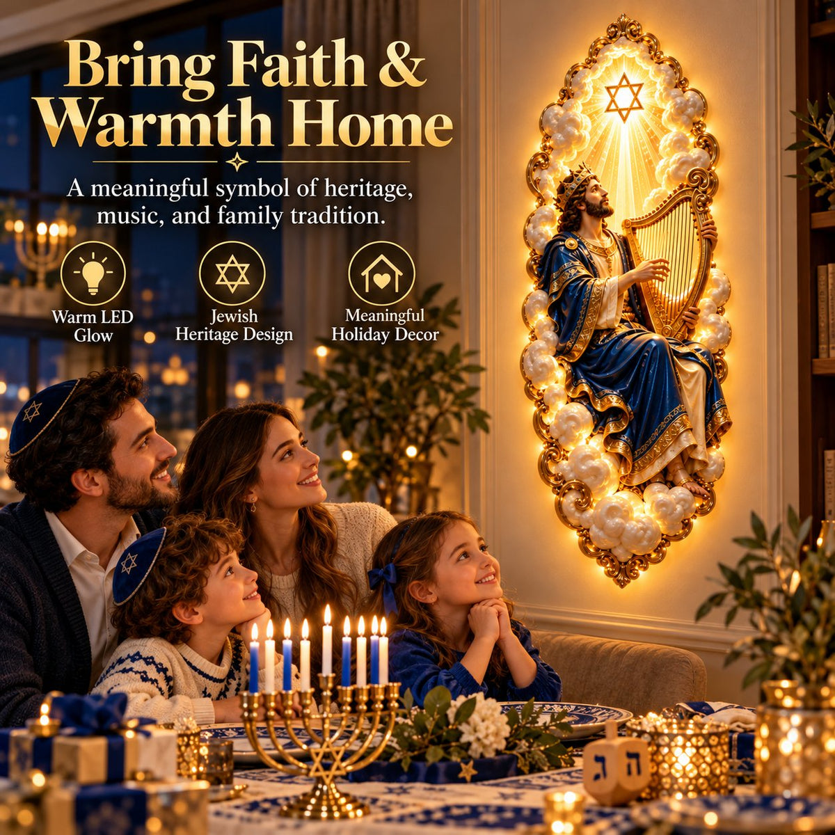 Jewish heritage illuminated wall art high priest inspired design