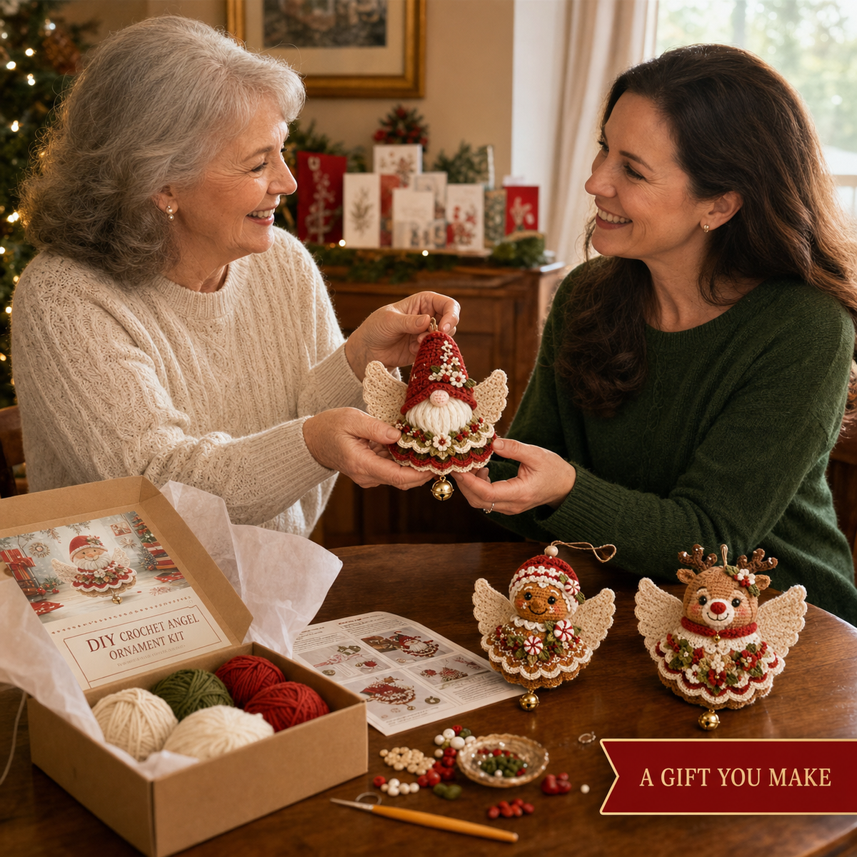 🔥49% Off Last Day🔥DIY Christmas Angel Crochet Ornament Kit – Handmade Holiday Tree Decoration