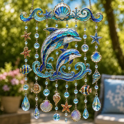 🔥LAST DAY 50% OFF 🐋🐢🐬Ocean-Themed Acrylic Wind Chime – 🌊Bring the Ocean Glow to Your Garden (2D)
