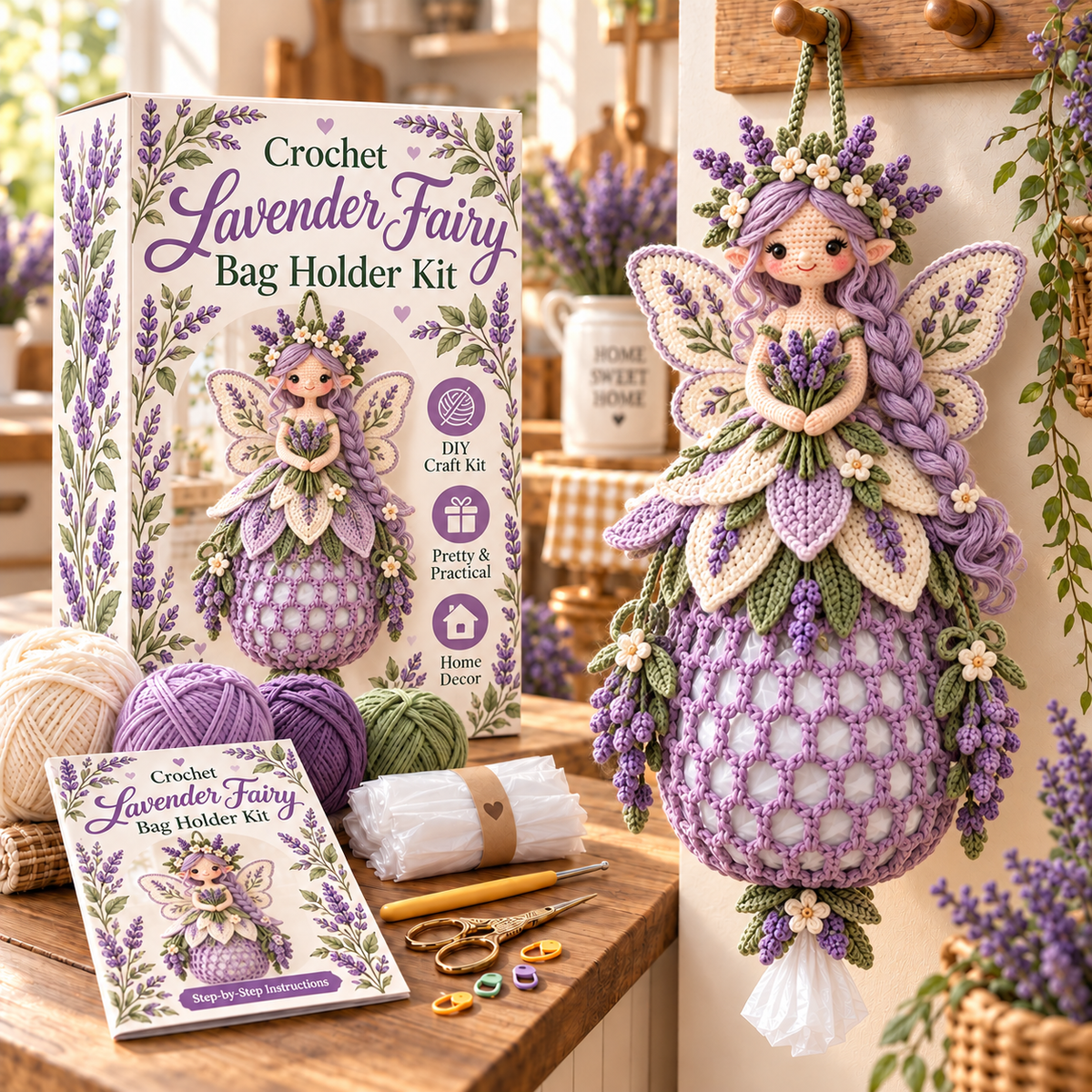 🔥 BUY 3 GET 1 FREE 🔥- 🌸 Flower Fairy Crochet Bag Holder DIY Kit | 6 Garden-Inspired Designs 🧚‍♀️