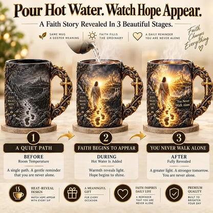🔥 Last Day 49% OFF - 🔥✝️ Jesus Walks With Me™ – Heat-Reveal Faith Mug | You Are Never Alone (📦Buy 2 Free Shipping)