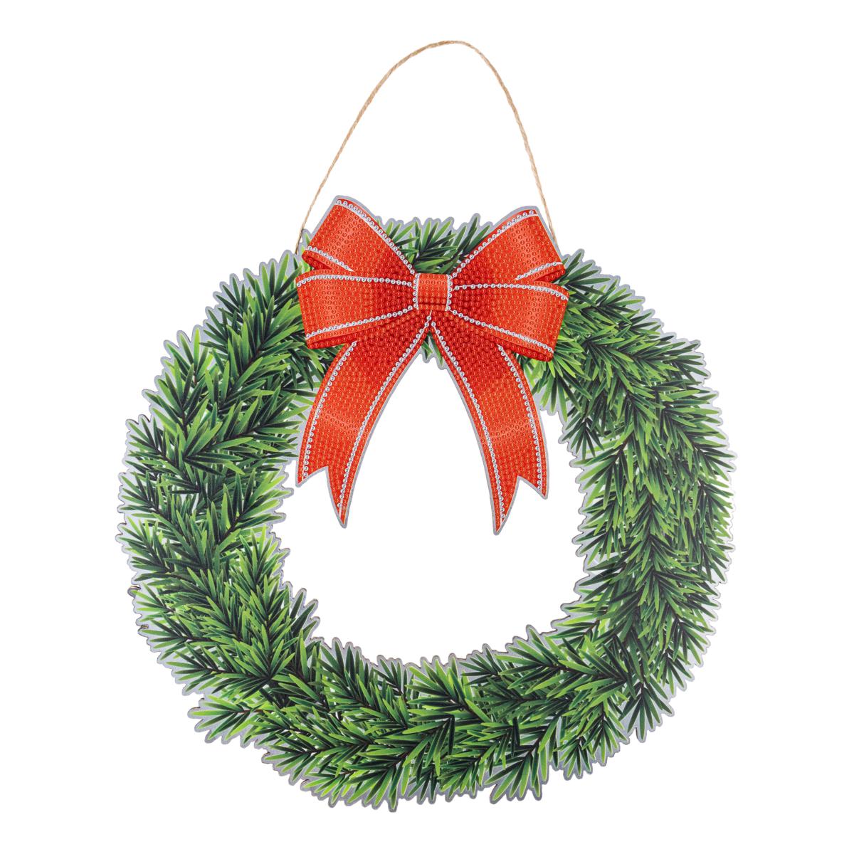 Christmas wreath before decorations are completed