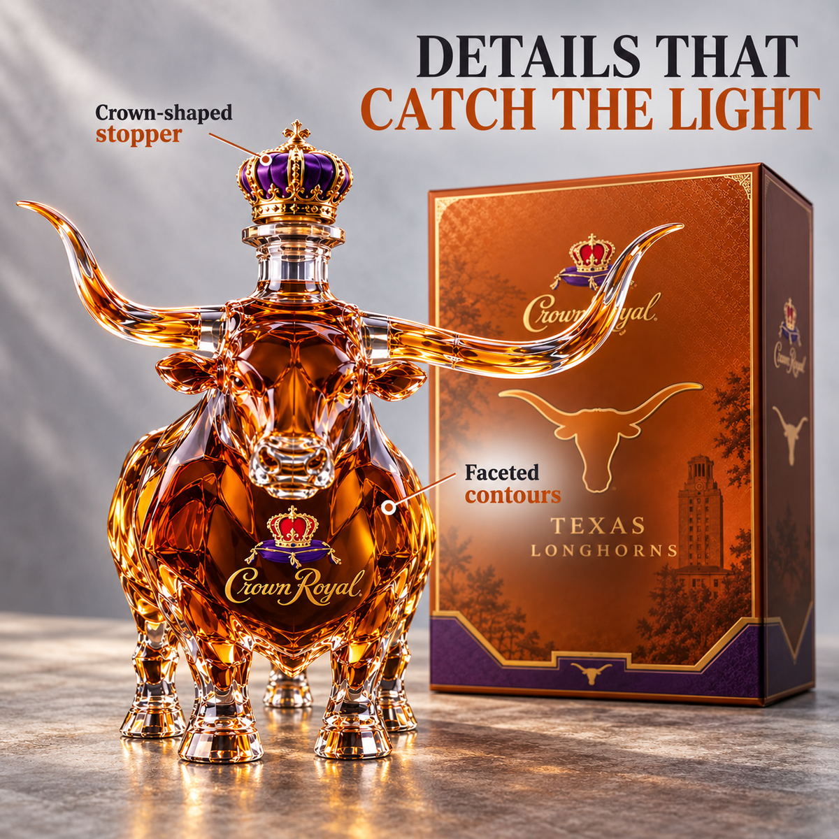 🐂 Longhorn Bull Whiskey Bottle | Western Bar Decor & Unique Gift