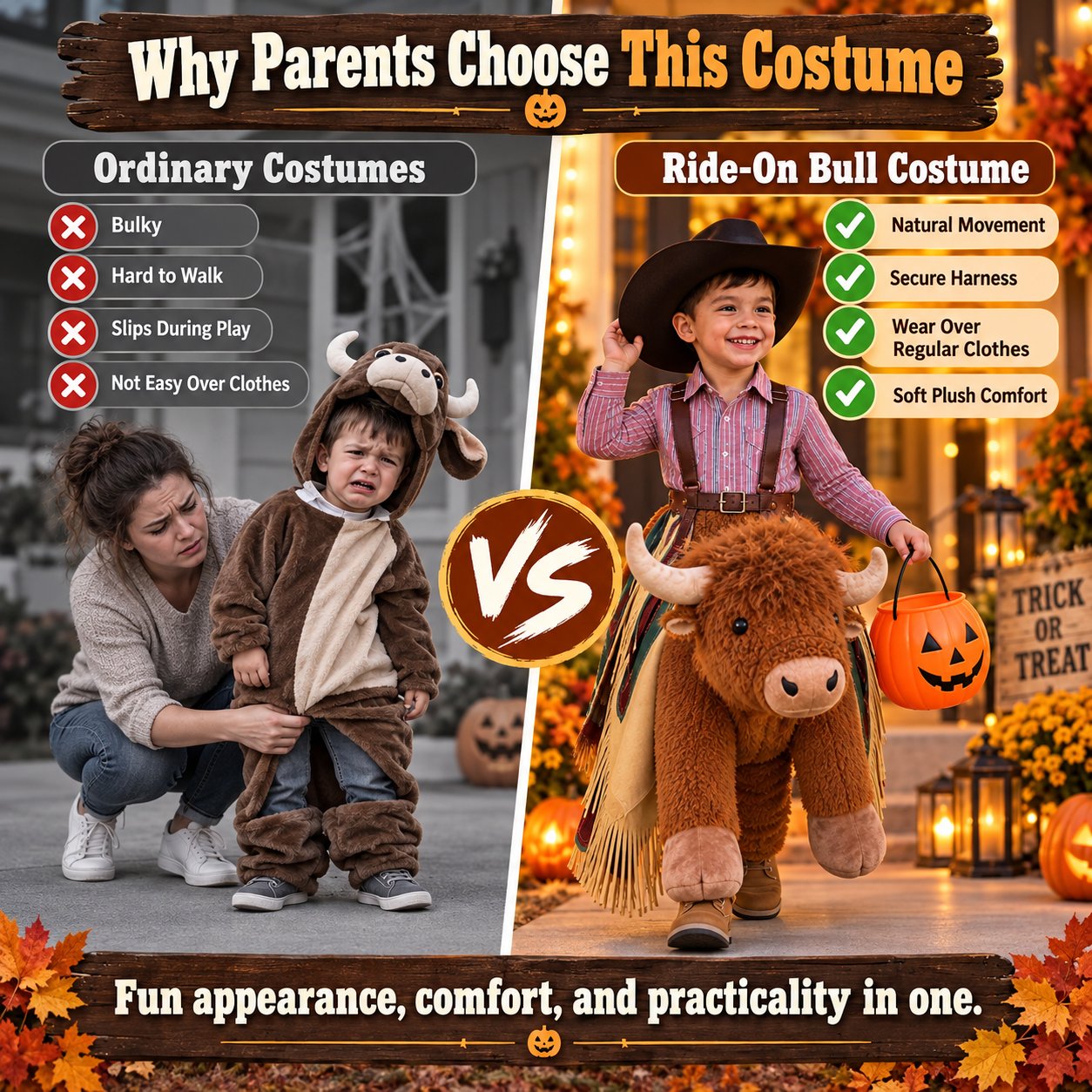 🤠🐂 Little Rodeo Rider Plush Bull Costume – Adjustable Cowboy Ride-On Dress-Up