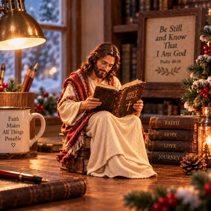 (🎁Last Day 49% OFF)✝️Keep Faith Close – Jesus Reading the Bible Figurine