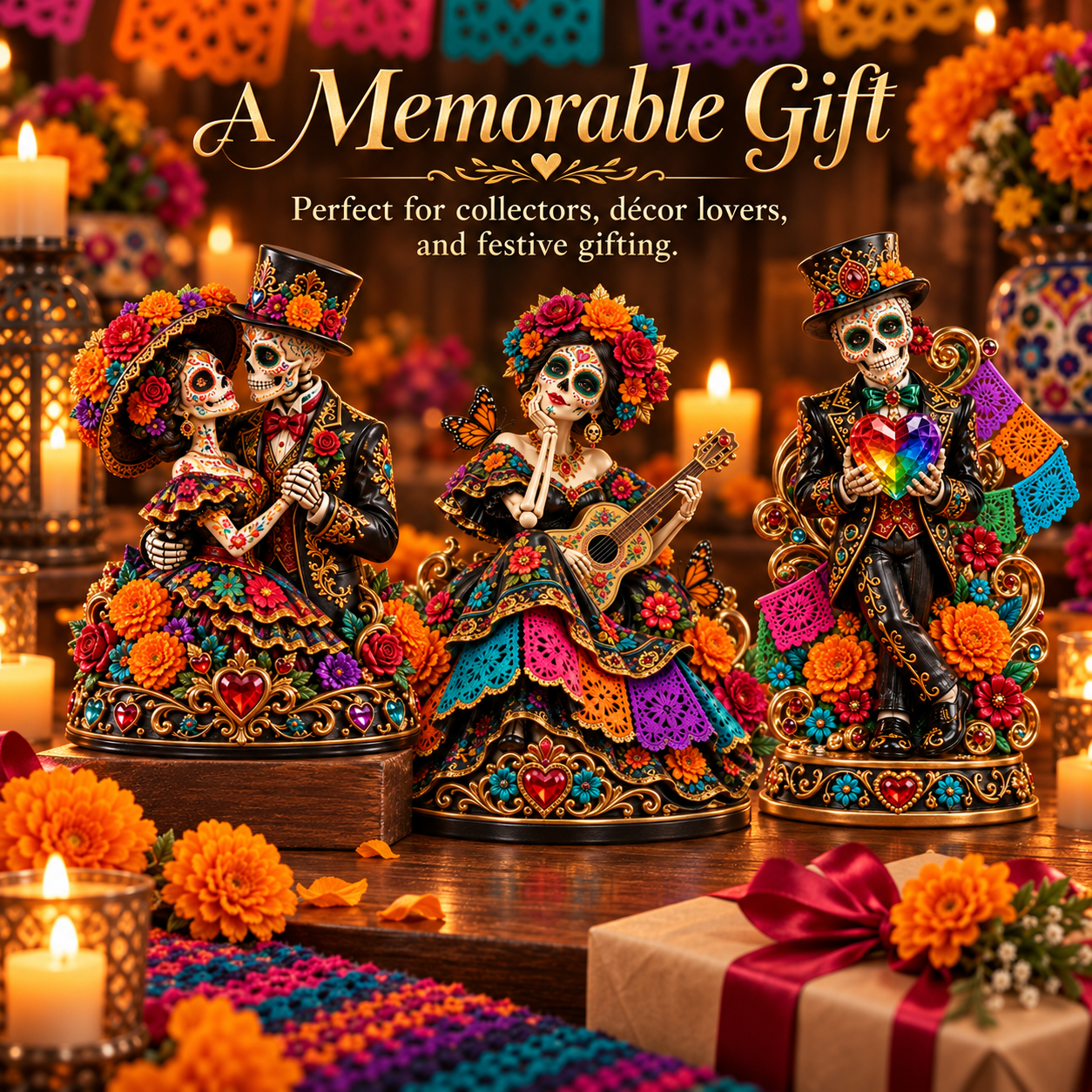 💞 Eternal Love Catrina Couple Figurine – Día de los Muertos Collectible Decor