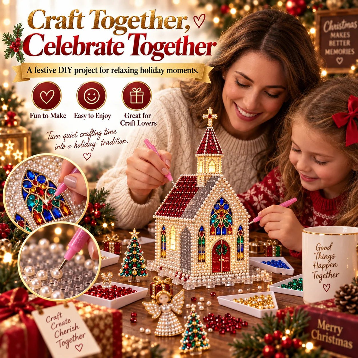 ✨🔥Sparkling Christmas Church DIY Gem Art Kit
