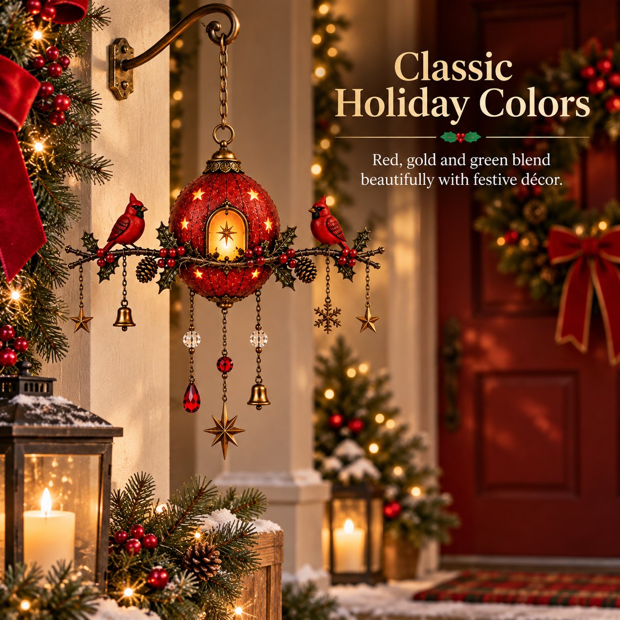 🐦 Lighted Cardinal Christmas Wall Hanging Decor