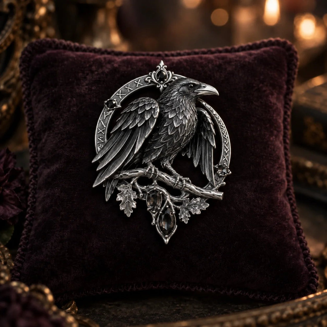Raven brooch styling