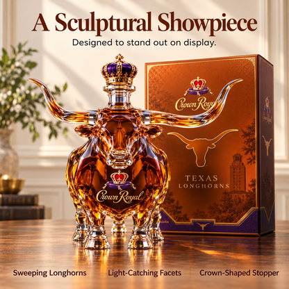 🐂 Longhorn Bull Whiskey Bottle | Western Bar Decor & Unique Gift