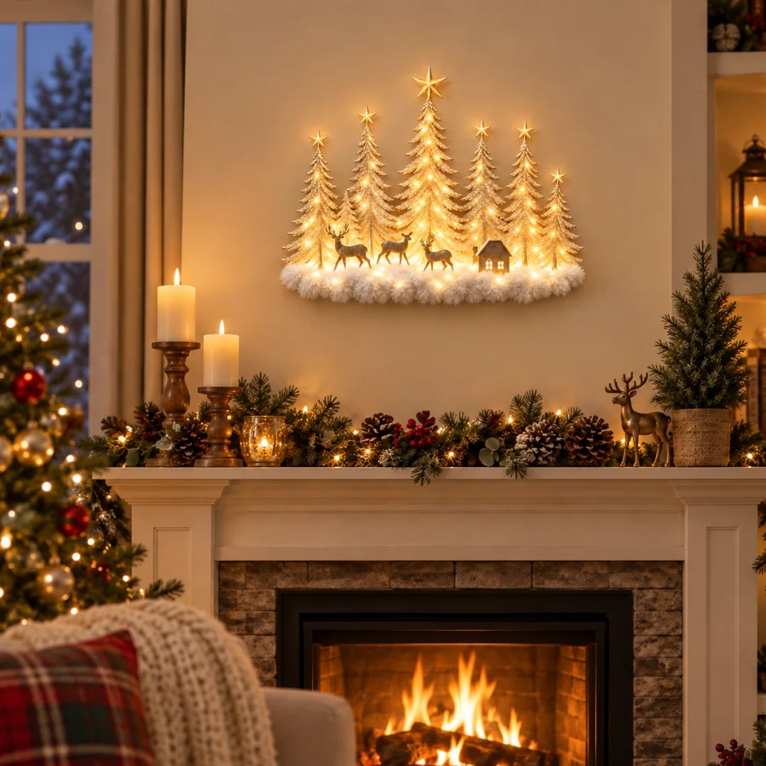 🌲✨ Winterglow Grove™ — Lighted Woodland Christmas Wall Decor