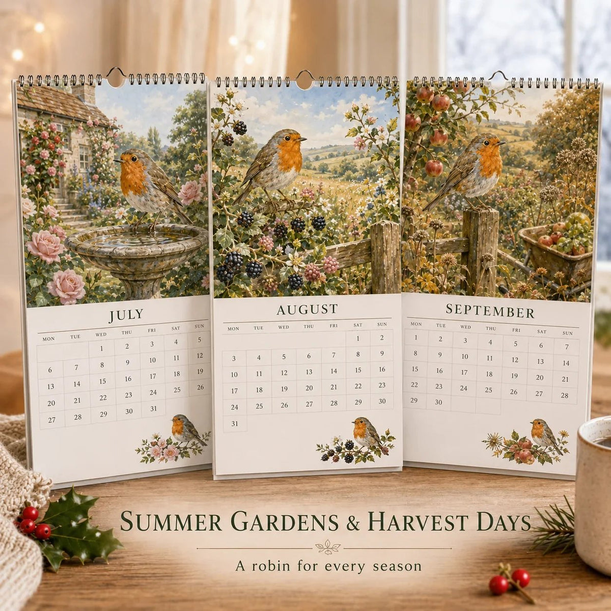 2027 Robin Seasons Calendar – Countryside Garden Bird Wall Calendar & Gift for Bird Lovers