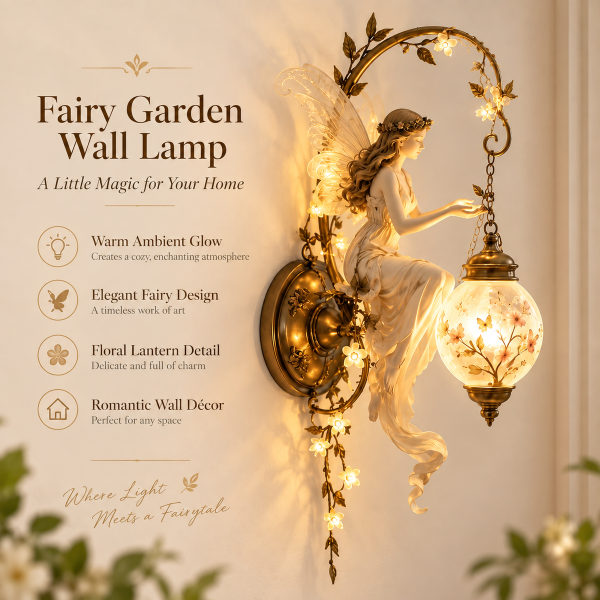 🧚✨ Enchanted Fairy Blossom Lantern Wall Light 🌸🏮