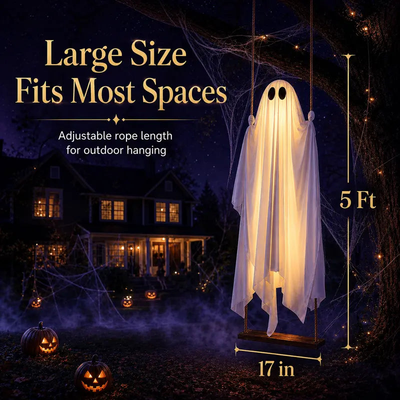 👻 5FT Lighted Hanging Ghost Swing – Outdoor Halloween Decor
