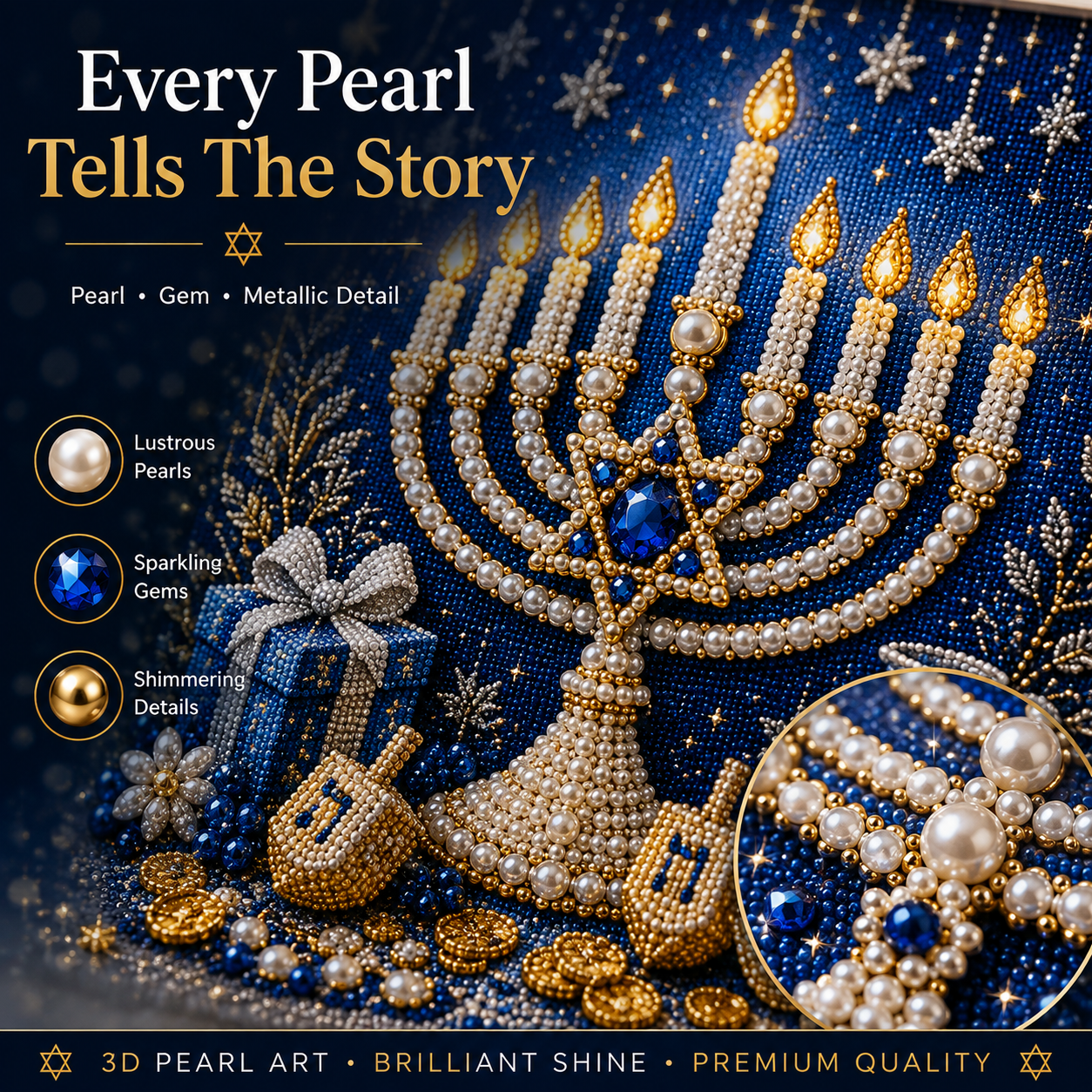 💙 DIY Hanukkah Pearl Art Kit | 8 Festive Designs🕎