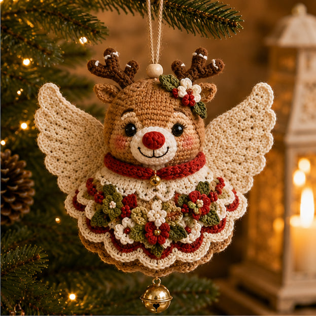 Reindeer Angel crochet ornament