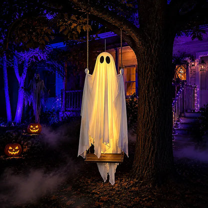 👻 5FT Lighted Hanging Ghost Swing – Outdoor Halloween Decor