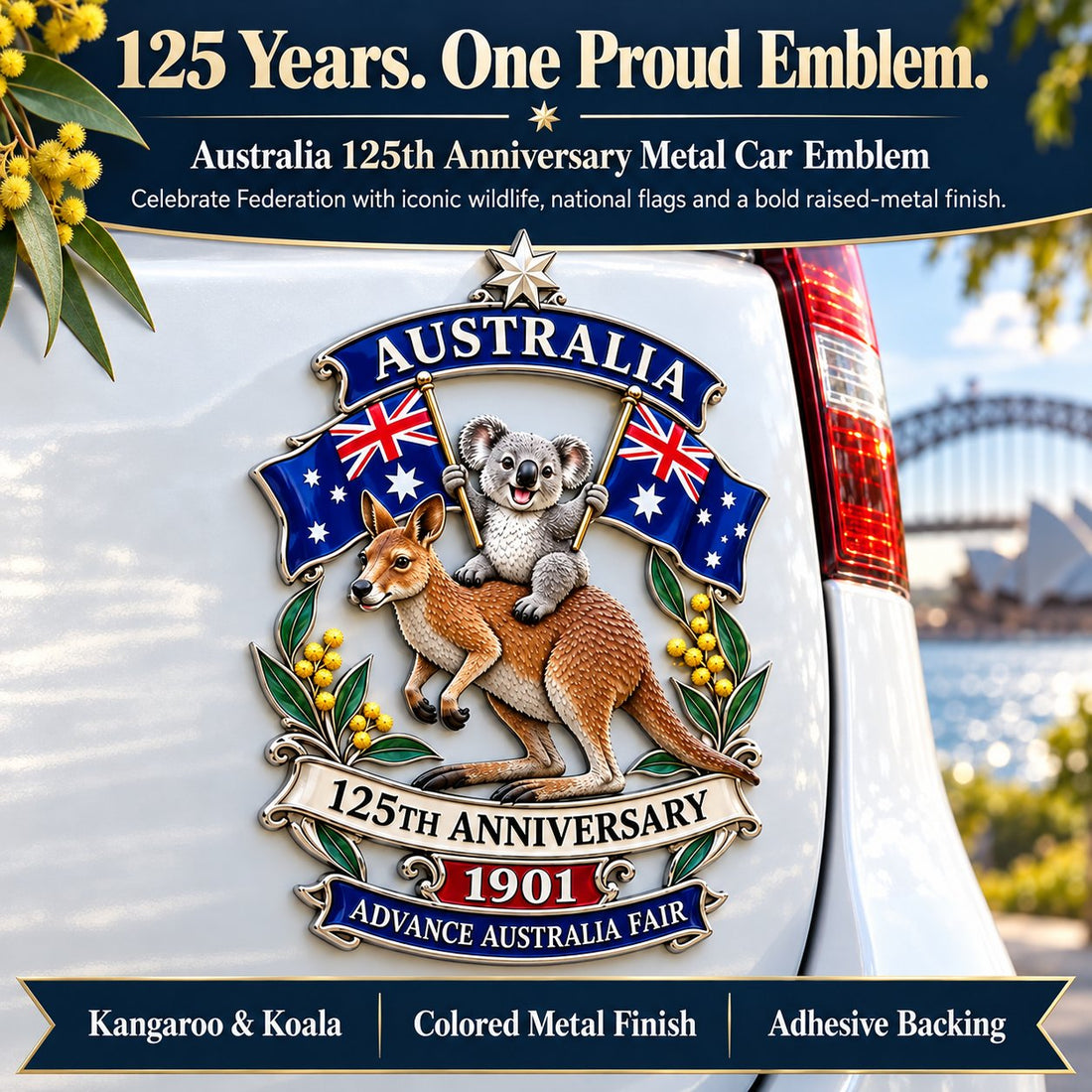 Close-up Australia metal car emblem