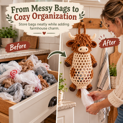 🔥Crochet Animal Bag Holder DIY Kit – Cute & Functional Hanging Storage Craft Kit🎁