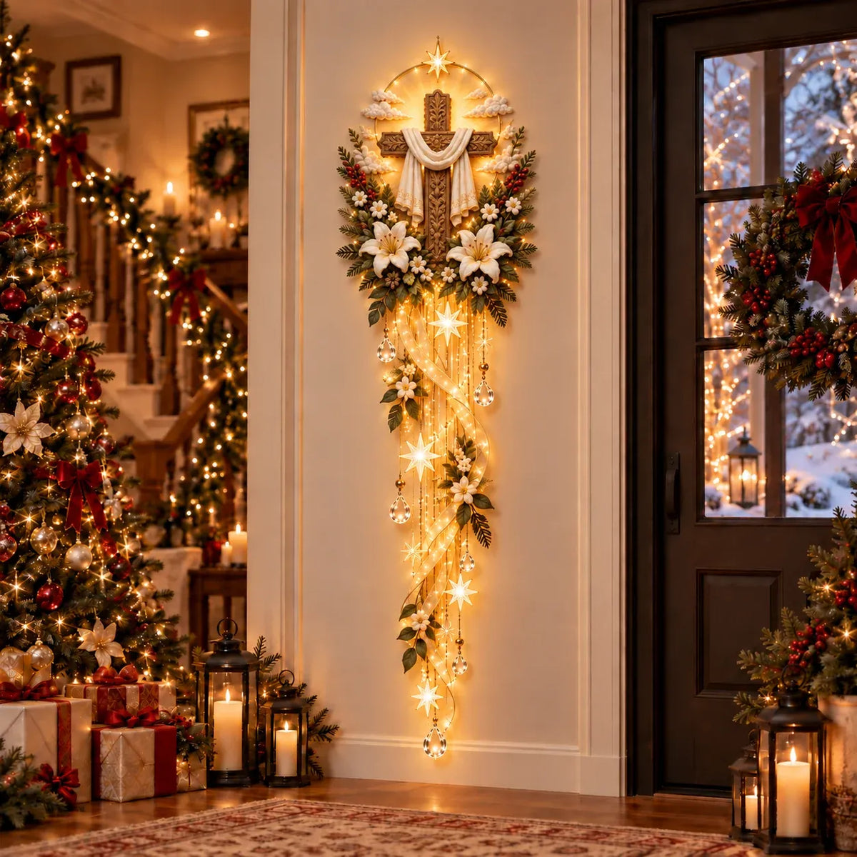 ⏳Buy 2 Get 20% OFF – ✝️ Nativity Starfall Wall Light | Warm Golden Bethlehem Glow for Christmas Walls & Faith-Filled Homes ⭐