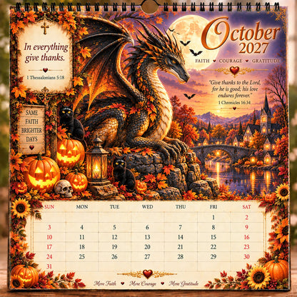 🔥LAST DAY 49% OFF - 🐉📖2027 Dragon Seasons of Faith Calendar – 12 Fantasy Dragons, Scripture & Seasonal Christian Art