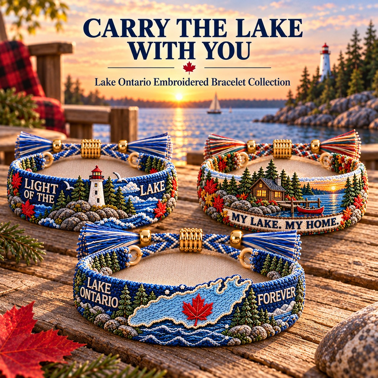 🌊 Lake Ontario Forever™ Embroidered Keepsake Bracelet 🍁