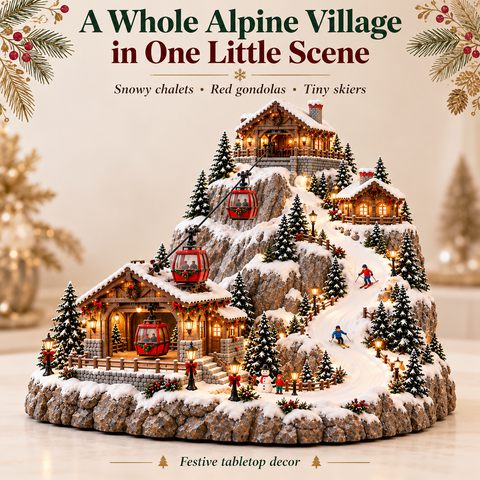 🏔️ Alpine Christmas Ski Village™ – Festive Mountain Holiday Display
