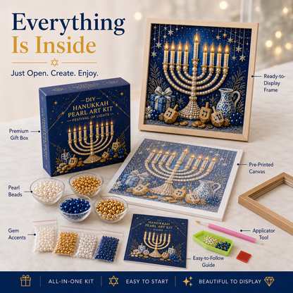 💙 DIY Hanukkah Pearl Art Kit | 8 Festive Designs🕎