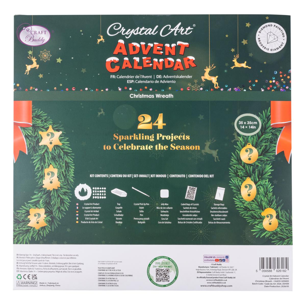 🎄✨2026 Crystal Art Advent Calendar – Christmas Wreath