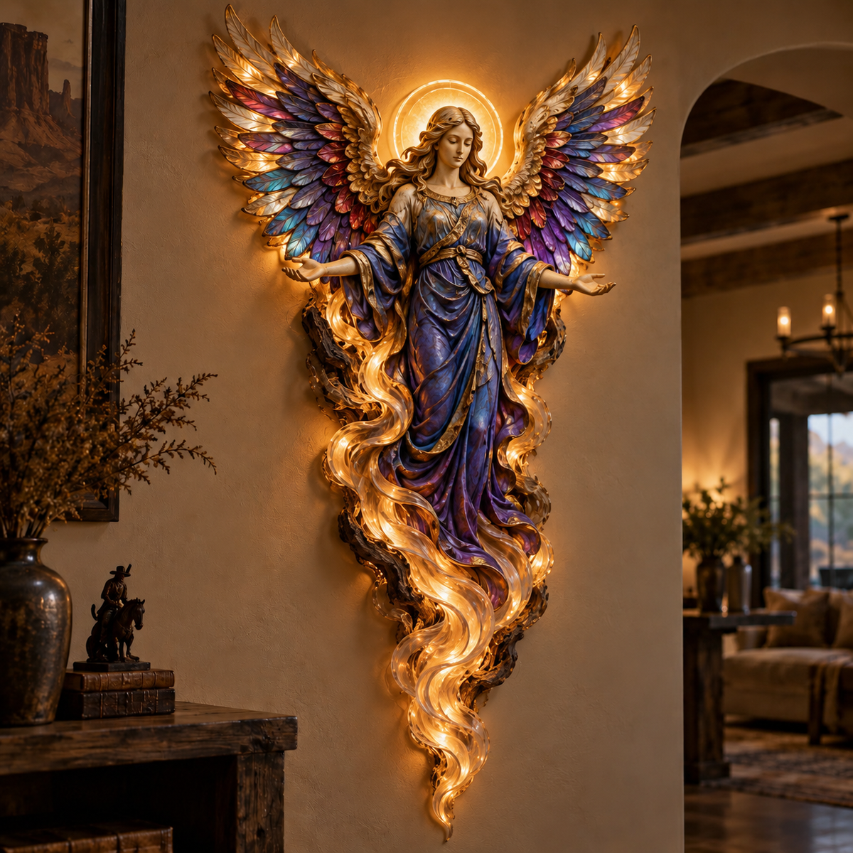 Gabriel Heavenly Radiance lighted angel wall sculpture
